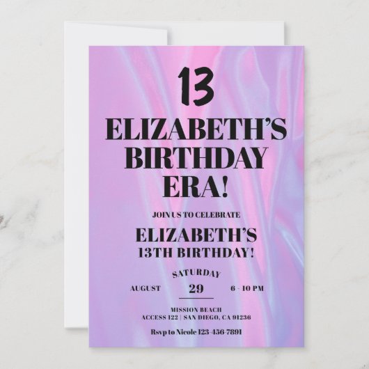 彼女の誕生日時代13th誕生日パーティーで 招待状 (正面)