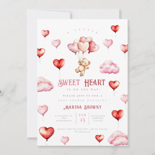 彼女の赤ちゃんシャワーに少し恋人がいる 招待状 (正面)