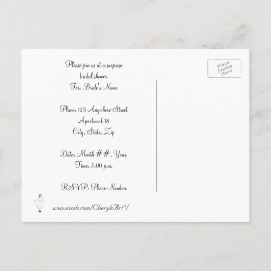 彼女の足のブライダルシャワーを掃引はがきを招待 インビテーションポストカード (裏面)