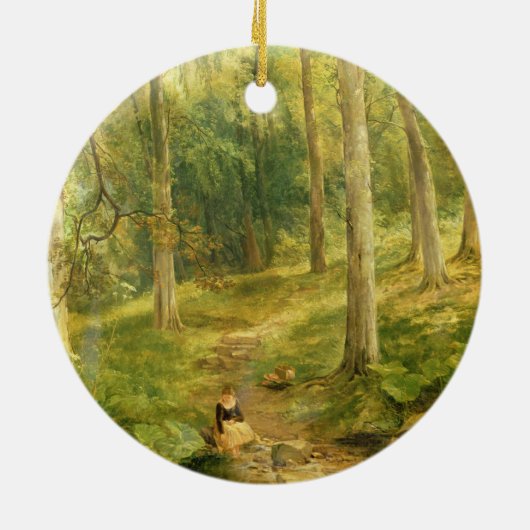 彼女の足を浸している若い女の子 セラミックオーナメント (裏面)