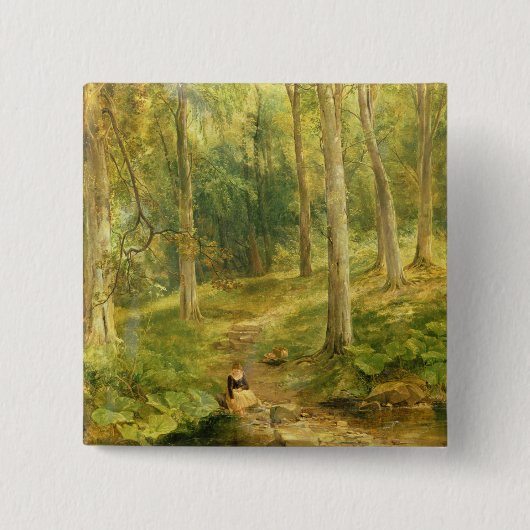 彼女の足を浸している若い女の子 缶バッジ (正面)