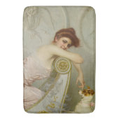 彼女の遊子犬とファッショナブルな美しい バスマット (正面縦)