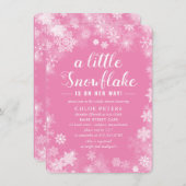 彼女の道の女の子の赤ちゃんシャワーの小さな雪の結晶 招待状 (正面/裏面)