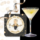 彼女の金ゴールドブラック応援80誕生日トーストおもしろい スクエアペーパーコースター