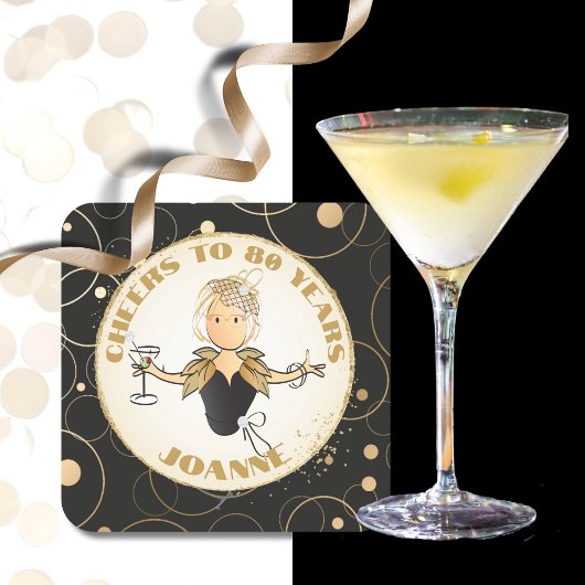 彼女の金ゴールドブラック応援80誕生日トーストおもしろい スクエアペーパーコースター