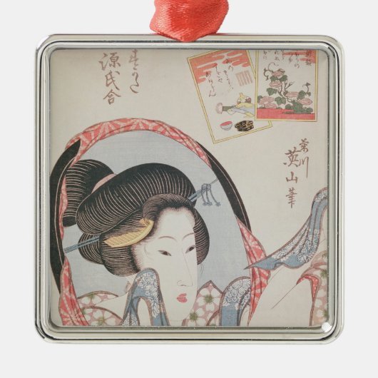 彼女の鏡の女性、出版されたc.1830 メタルオーナメント (正面)