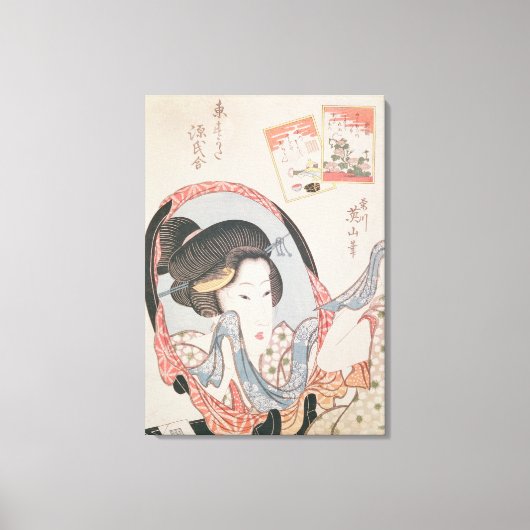 彼女の鏡の女性， c.1830出版 キャンバスプリント (正面)