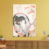 彼女の鏡の女性， c.1830出版 キャンバスプリント (インサイチュ (リビング))