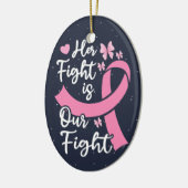 彼女の闘いは我々のがん家族の支援である セラミックオーナメント (左)