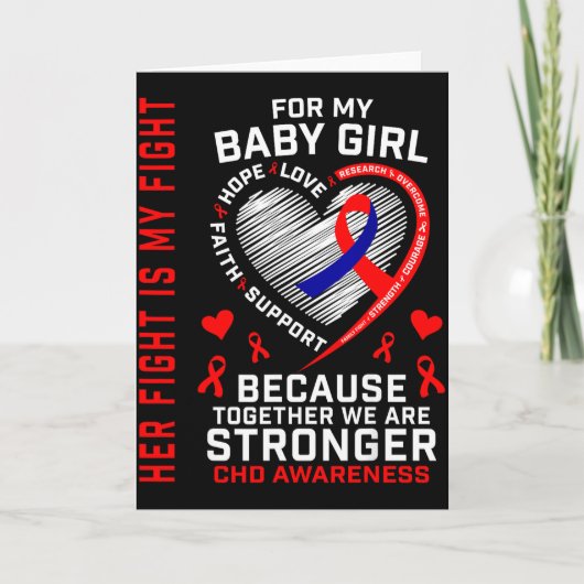 彼女の闘争 ベビーガール CHD Awareness 心臓病 カード (正面)