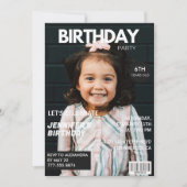 彼女の雑誌の表紙のための6歳の誕生日招待状 招待状 (正面)