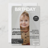 彼女の雑誌の表紙のための6歳の誕生日招待状 招待状 (正面)