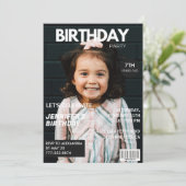 彼女の雑誌の表紙のための7歳の誕生日招待状 招待状 (スタンド正面)