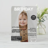 彼女の雑誌の表紙のための7歳の誕生日招待状 招待状 (スタンド正面)