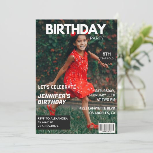 彼女の雑誌の表紙のための8歳の招待状 招待状 (スタンド正面)