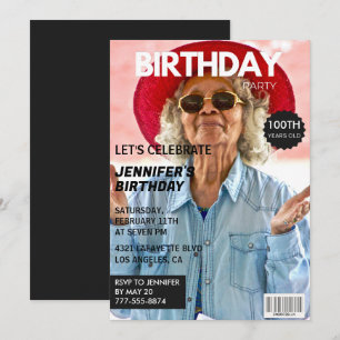 彼女の雑誌表紙のための100歳の誕生日招待状 招待状
