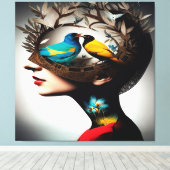 彼女の頭の中の鳥2 キャンバスプリント (インサイチュ (ウッドフロア))