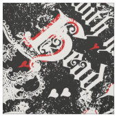 彼女の頭の女王と黒のハートで ファブリック (見本)