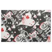 彼女の頭の女王と黒のハートで ファブリック (ファットクウォーター)