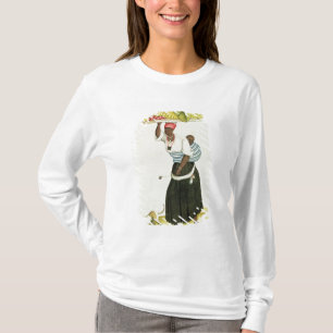 彼女の頭部のフルーツの皿を運んでいる女性 Tシャツ
