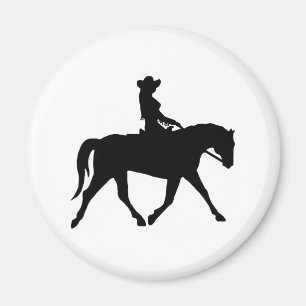 彼女の馬に乗っている女性のカーボーイ マグネット