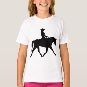 彼女の馬に乗っている女性のカーボーイ Tシャツ