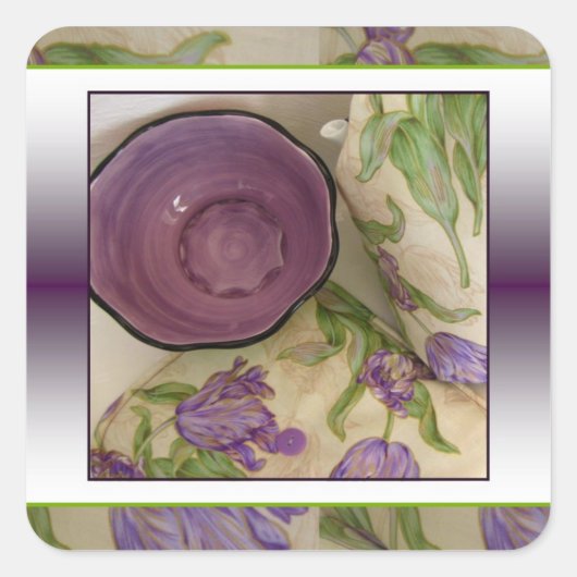 彼女の高さ紫色のチューリップのシール スクエアシール (正面)