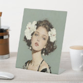 彼女の髪にハイビスカス 台座サイン (インサイチュ)