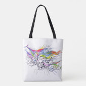 彼女の髪に夢を持つ女の子超現実的なファンタジーアート トートバッグ (裏面)