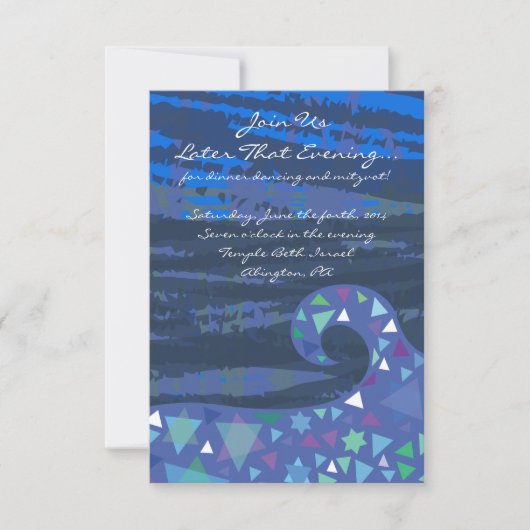 彼女の髪に星を持つ女の子バルミツワーパーティーカード 招待状 (正面)