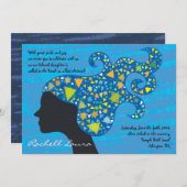 彼女の髪に星を持つ女の子バルミツワー招待状 招待状 (正面/裏面)