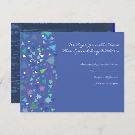 彼女の髪に星を持つ女の子バルミツワー返信カード 出欠カード (正面/裏面)