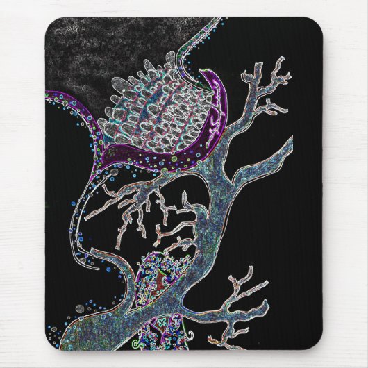 彼女の髪に蝶とゾンビの夢のネオン マウスパッド (正面)