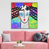 彼女の髪のバラ抽象芸術デジタル絵画 キャンバスプリント (インサイチュ (リビング))