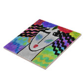 彼女の髪のバラ抽象芸術デジタル絵画 タイル (側面)