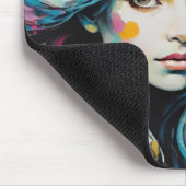 彼女の髪の水のバラで女の子のカラースタイル マウスパッド (コーナー)