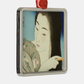 彼女の髪エレガントを日本の吸う メタルオーナメント (右)