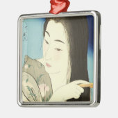 彼女の髪エレガントを日本の吸う メタルオーナメント (左)