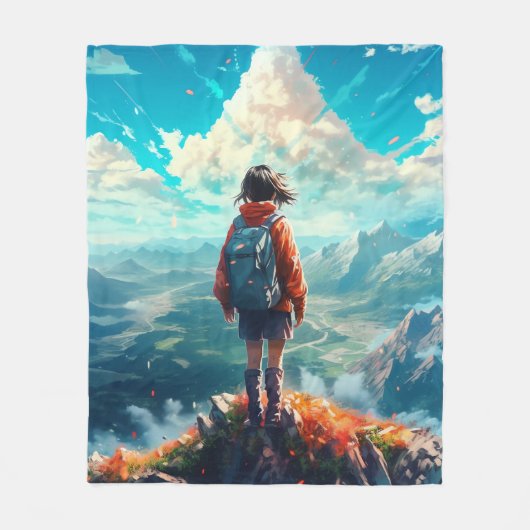 彼女の魂の頂点 | アニメハイカーガール フリースブランケット (正面)