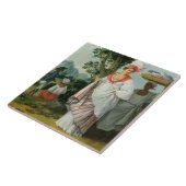 彼女の黒い使用人を持つ西のインドのクリオールの女性、c タイル (側面)