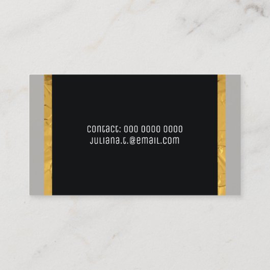 彼女の黒エレガント色、金ゴールド色、そして灰色の贅沢 名刺 (裏面)