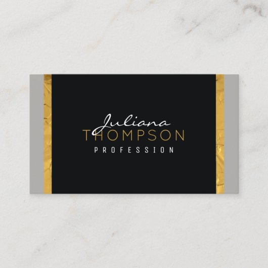 彼女の黒エレガント色、金ゴールド色、そして灰色の贅沢 名刺 (正面)