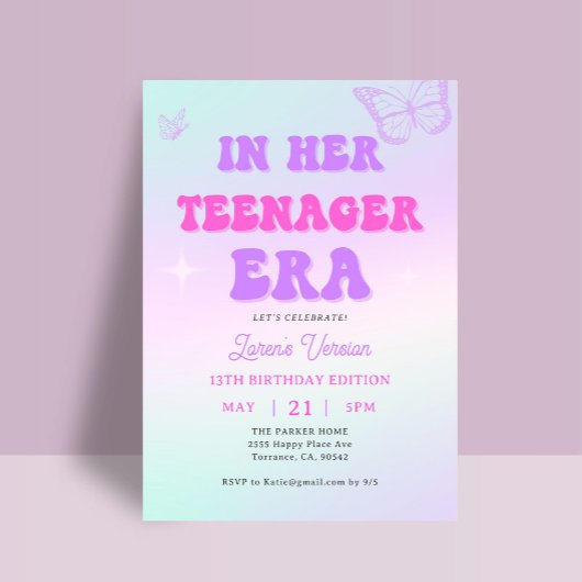 彼女の10代の若者年版誕生会で 招待状