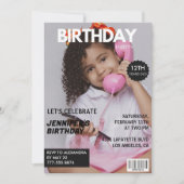 彼女の12歳の誕生日パーティーのための雑誌の表紙の招待状 招待状 (正面)