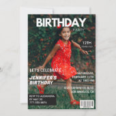 彼女の12歳の誕生日パーティーのための雑誌の表紙の招待状 招待状 (正面)