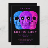 彼女の20代に終焉　ユーモアのある紫色のゴシック風誕生日カード 招待状 (正面/裏面)