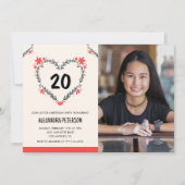 彼女の20歳の誕生日招待状 フラワーハート 招待状 (正面)