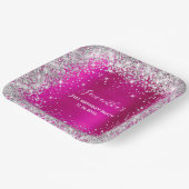 彼女の21歳の誕生日ホットピンクとシルバーのグリッター ペーパープレート (傾斜あり)