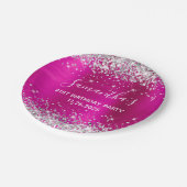 彼女の21歳の誕生日ホットピンクとシルバーのグリッター ペーパープレート (アングル)