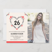 彼女の26歳の誕生日パーティーの招待状 フラワーハート 招待状 (正面)